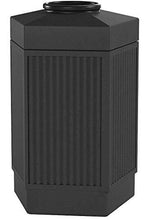 Load image into Gallery viewer, Safco Products Canmeleon Outdoor/Indoor Open Top Pentagon Trash Can , Black, Five Fluted Panels, 30-Gallon Capacity