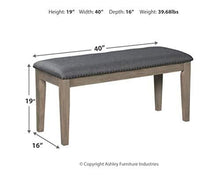 Load image into Gallery viewer, Signature Design by Ashley Aldwin Upholstered Dining Room Bench, Beige & Gray