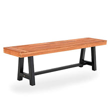 Load image into Gallery viewer, PHI VILLA Outdoor Acacia Wood Bench, 63" Long Patio Wooden Picnic Bench for 3 People, Backless Oil Finished Teak Bench for Garden, Porch, Yard