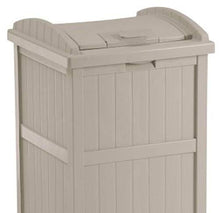 Load image into Gallery viewer, Suncast Trash Hideaway Outdoor Patio 33 Gallon Trash Can Bin, 1 Java and 1 Taupe
