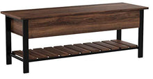 Load image into Gallery viewer, Walker Edison Julian Rustic Farmhouse Lift Top Entry Bench with Bottom Rack, 48 Inch - Walnut Brown