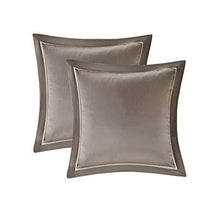 Load image into Gallery viewer, Madison Park Essentials Room in a Bag Faux Silk Comforter Set-Luxe Diamond Tufting All Season Bedding, Matching Curtains, Decorative Pillows, Queen(90"x90"), Taupe
