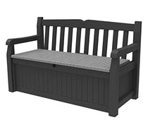Load image into Gallery viewer, Keter Solana 70 Gallon Storage Bench Deck Box for Patio Furniture, Front Porch Decor and Outdoor Seating – Perfect to Store Garden Tools and Pool Toys, Grey