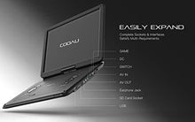 Load image into Gallery viewer, COOAU 17.9“ Portable DVD Player with 15.6" Large Swivel Screen, 6 Hrs Long Lasting Built-in Battery, Region Free, Stereo Sound, with Remote Controller, SD+USB+AVin+AVout+Earphone Port. (Black)