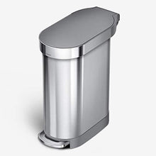 Load image into Gallery viewer, simplehuman 45 Liter / 12 Gallon Slim Hands-Free Kitchen Step Trash Can with Liner Rim, Stainless Steel 12 Gallons, Brushed with Plastic Lid