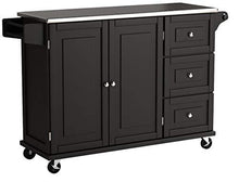 Load image into Gallery viewer, Home Styles Liberty Black Kitchen Cart with Stainless Steel Top, 53.5W x 18D x 36H