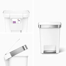 Load image into Gallery viewer, simplehuman 45 Liter Rectangular Kitchen Step Trash Can with Soft-Close Lid, White Plastic