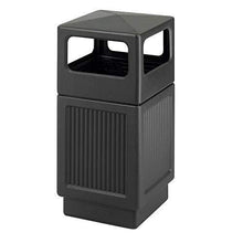 Load image into Gallery viewer, Safco Products Canmeleon Outdoor/Indoor Recessed Panel Trash Can 9476BL, Black, Decorative Fluted Panels, 38-Gallon Capacity