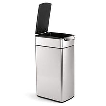 Load image into Gallery viewer, simplehuman 40 Liter / 10.6 Gallon Slim Touch-Bar Kitchen Trash Can, Brushed Stainless Steel
