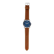 Load image into Gallery viewer, Fossil Men's Copeland Quartz Leather Three-Hand Watch, Color: Silver/Blue Dial, Brown (Model: FS5661)