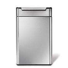 Load image into Gallery viewer, simplehuman 48 Liter / 12.7 Gallon Touch-Bar Kitchen Recycling, Brushed Stainless Steel Dual Compartment Trash Can