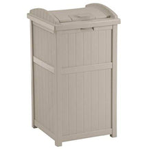 Load image into Gallery viewer, Suncast Trash Hideaway Outdoor Patio 33 Gallon Trash Can Bin, 1 Java and 1 Taupe