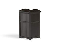 Load image into Gallery viewer, Suncast 33 Gallon Can Resin Outdoor Trash Hideaway with Lid Use in Backyard, Deck, or Patio, Brown