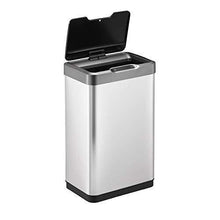 Load image into Gallery viewer, EKO Mirage-T 50 Liter / 13.2 Gallon Touchless Rectangular Motion Sensor Trash Can, Brushed Stainless Steel Finish