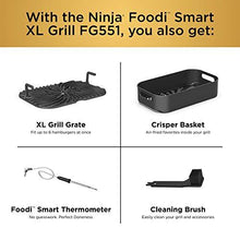 Load image into Gallery viewer, Ninja FG551 Foodi Smart XL 6-in-1 Indoor Grill with 4-Quart Air Fryer Roast Bake Dehydrate Broil and Leave-in Thermometer, with Extra Large Capacity, and a Stainless Steel Finish
