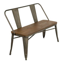 Load image into Gallery viewer, Erommy Metal Bench Industrial Mid-Century 2 Person Chair with Wood Seat,Dining Bench with Floor Protector