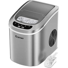 Load image into Gallery viewer, COSTWAY Countertop Ice Maker, 26LBS/24H Portable and Compact Ice Maker Machine, Ice Cubes Ready in 6 Mins, Electric High Efficiency Express Clear Operation Control Panel with Ice Scoop (Silver)