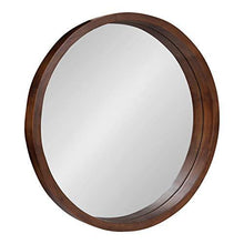 Load image into Gallery viewer, Kate and Laurel Hutton Round Decorative Modern Wood Frame Wall Mirror, 22 Inch Diameter, Walnut Finish