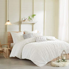 Load image into Gallery viewer, Urban Habitat Duvet Set 100% Cotton Jacquard, Tufts Accent Shabby Chic All Season Comforter Cover, Matching Shams, Decorative Pillows, Twin/Twin XL(68"x92"), Brooklyn, Ivory