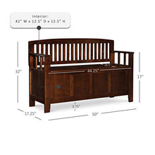 Load image into Gallery viewer, Linon Home Dcor Linon Home Decor Cynthia Storage Bench, 50"w x 17.25"d x 32"h, Walnut