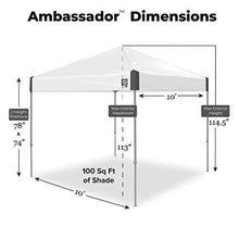 Load image into Gallery viewer, E-Z UP AMB3SBKF10SG Ambassador, 10' x 10', Roller Bag and 4 Piece Spike Set, Steel Gray Instant Canopy Shelter Tent