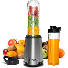 Load image into Gallery viewer, Blender, SHARDOR personal blender for shakes and smoothies with 20oz blender bottles and lid, 300w, silver