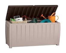 Load image into Gallery viewer, Keter Novel Plastic Deck Storage Container Box Outdoor Patio Furniture 90 Gal, Brown