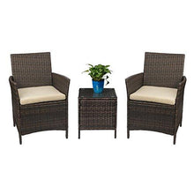 Load image into Gallery viewer, Devoko Patio Porch Furniture Sets 3 Pieces PE Rattan Wicker Chairs with Table Outdoor Garden Furniture Sets (Brown/Beige)