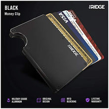 Load image into Gallery viewer, The Ridge Slim Minimalist Front Pocket RFID Blocking Metal Wallets for Men with Money Clip (Black)