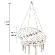 Load image into Gallery viewer, Y- STOP Hammock Chair Macrame Swing, Max 330 Lbs, Hanging Cotton Rope Hammock Swing Chair for Indoor and Outdoor Use (Beige)