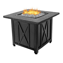 Load image into Gallery viewer, Endless Summer 30 Inch Square 30,000 BTU Liquid Propane Gas Outdoor Fire Pit Table w/Push Button Ignition, White Fire Glass, & Steel Fire Bowl, Bronze