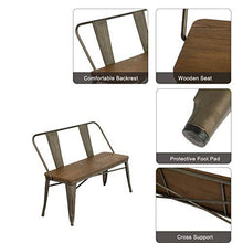Load image into Gallery viewer, Erommy Metal Bench Industrial Mid-Century 2 Person Chair with Wood Seat,Dining Bench with Floor Protector