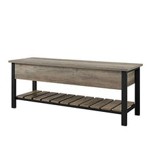 Load image into Gallery viewer, Walker Edison Julian Rustic Farmhouse Lift Top Entry Bench with Bottom Rack, 48 Inch - Grey