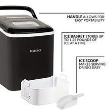 Load image into Gallery viewer, Igloo ICEB26HNBK Automatic Self-Cleaning Portable Electric Countertop Ice Maker Machine With Handle, 26 Pounds in 24 Hours, 9 Ice Cubes Ready in 7 minutes, With Ice Scoop and Basket,Black