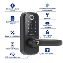 Load image into Gallery viewer, Smart Lock,SMONET Fingerprint Door Lock with Reversible Handle,Keyless Entry Bluetooth Lock ,Free APP,IC Card,Anti-peep Code,Work with Alexa (Need Extra Gateway),Smart Lever for Home,Office