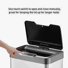 Load image into Gallery viewer, EKO Mirage-T 50 Liter / 13.2 Gallon Touchless Rectangular Motion Sensor Trash Can, Brushed Stainless Steel Finish