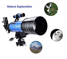 Load image into Gallery viewer, MaxUSee 70mm Refractor Telescope with Tripod & Finder Scope for Kids & Astronomy Beginners, Portable Telescope with 4 Magnification eyepieces & Phone Adapter