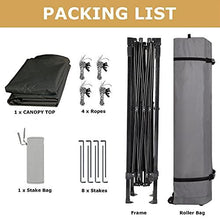 Load image into Gallery viewer, Leader Accessories Pop Up Canopy Tent 10'x10' Canopy Instant Canopy Shelter Straight Leg Including Wheeled Carry Bag,Grey