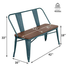Load image into Gallery viewer, Erommy Metal Bench Industrial Mid-Century 2 Person Chair with Wood Seat,Dining Bench with Floor Protector (Blue)