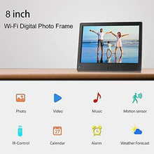 Load image into Gallery viewer, BSIMB WiFi Digital Picture Frame 8 Inch Digital Photo Frame 16GB 1280x800 IPS Screen Motion Sensor Remote Control Upload Photos/Videos from iOS & Android App, Email, Twitter, Facebook W08
