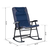 Load image into Gallery viewer, Outsunny Folding Rocking Chair Set Pack of 2 Padded Rockers with Armrest, Navy Blue/Grey