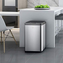 Load image into Gallery viewer, EKO Mirage-T 50 Liter / 13.2 Gallon Touchless Rectangular Motion Sensor Trash Can, Brushed Stainless Steel Finish