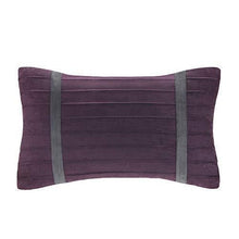 Load image into Gallery viewer, Madison Park - Palmer 7 Piece Comforter Set - Plum - Full - Pieced Microsuede - Includes 1 Comforter, 3 Decorative Pillows, 1 Bed Skirt, 2 Shams
