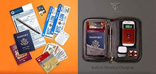 Load image into Gallery viewer, Skyborne iTravel Wallet 2.0 | Leather Passport Travel Folio | Qi Cell Phone Power Bank Travel Wallet for Men | RFID Protected, Built-In Wireless Charging, Organizes Credit Cards, Boarding Passes