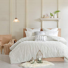 Load image into Gallery viewer, Urban Habitat Duvet Set 100% Cotton Jacquard, Tufts Accent Shabby Chic All Season Comforter Cover, Matching Shams, Decorative Pillows, Twin/Twin XL(68"x92"), Brooklyn, Ivory