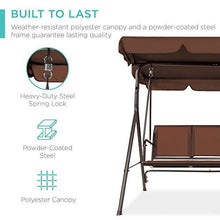 Load image into Gallery viewer, Best Choice Products 3-Seater Outdoor Adjustable Canopy Swing Glider, Patio Loveseat Bench for Deck, Porch w/Armrests, Textilene Fabric, Steel Frame - Brown