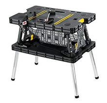 Load image into Gallery viewer, Keter - 197283 Folding Table Work Bench for Miter Saw Stand, Woodworking Tools and Accessories with Included 12 Inch Wood Clamps – Easy Garage Storage Black/Yellow
