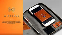 Load image into Gallery viewer, Skyborne iTravel Wallet 2.0 | Leather Passport Travel Folio | Qi Cell Phone Power Bank Travel Wallet for Men | RFID Protected, Built-In Wireless Charging, Organizes Credit Cards, Boarding Passes