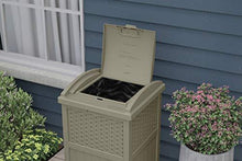 Load image into Gallery viewer, Suncast 33 Gallon Hideaway Trash Can for Patio - Resin Outdoor Trash with Lid - Use in Backyard, Deck, or Patio - Dark Taupe
