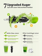 Load image into Gallery viewer, Slow Juicer,Aeitto Masticating Juicer,Juice Extractor,Cold Press Juicer with 2-Speed Modes,Juicer Machines with Reverse Function & Quiet Motor for Vegetables And Fruits,Easy to Clean with Brush
